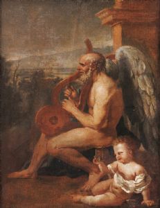 ESCUELA FRANCESA, ALREDEDOR DE 1820,  ALEGORÍA DEL TIEMPO (SEGÚN POUSSIN)